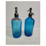 Glass Blue Good Health Seltzer Bottles