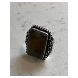 Gemstone Silver Ring - Labradorite in Ornate