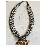 Vintage Murano Glass Necklace w/Leopard Print