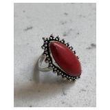 Sterling Ring - Southwestern Red Coral Gemstone