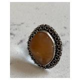 Gemstone Ring - Ornate Setting w/Orange Agate