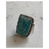 Sterling Ring - Large Dominican Larimar Gemstone