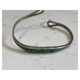 Vintage Turquoise Chip Silver Bracelet (Appears