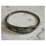 Sterling Vintage Abalone Cuff Bracelet