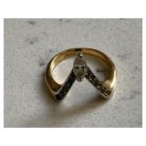 Unusual Shape Vintage Gold & Diamond Wedding Ring