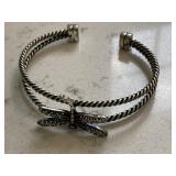 Vintage Dragonfly Silvertone Cuff Bracelet