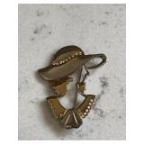Unusual Vintage Brooch Figural 1920s Style Woman