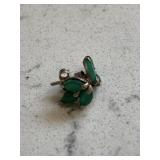 Pair Vintage Emerald Silver Earrings