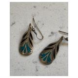 Vintage Mexican Silver Onyx & Turquoise Gemstone