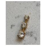 Vintage Tri-Stone Gold Pendant