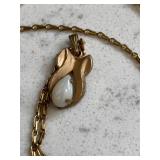Vintage Gold Necklace w/Fire Opal Gemstone