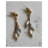 Vintage Cultured Pearl Gold Tone Earrings