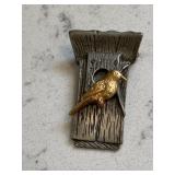 Vintage Pewter Birdhouse Pendant Designer Signed