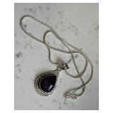 Ornate Amethyst Gemstone Silver Necklace