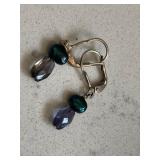 Vintage Cultured Pearl & Colored Crystal Earrings