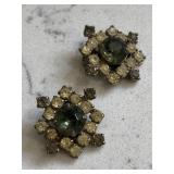 Antique Ornate 1930s Rhinestone Earrings