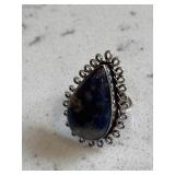 Sterling Ring - Blue Lapis Gemstone in Ornate