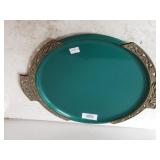 Green Colored Metal Serving Tray