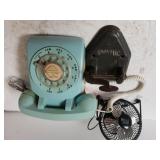 Rotary Phone, Small Table Fan, Vintage Hole