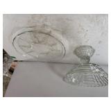 Glass Pedestal Bowl &  Tray