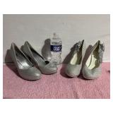 Fiona & Get More Beauty Silver Heels, size 6 &
