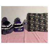 Baltimore Ravens Pillow and 2 Hats