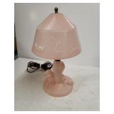Pink American Victorian Squirrel Lamp