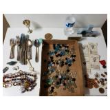 Vintage Flatware, Ladies Watch, Costume Jewelry.