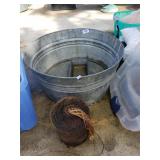 Large Galvanized Wash Tub And Twine