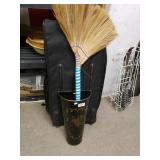 Black & Gold Container & Broom