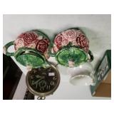Westclox Clock, Japanese Cream/sugar Dishes