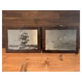 Two Lithograph On Metal Nautical Scenes on Worm