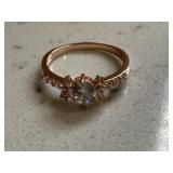 Sterling Ring - Rose Gold Plated Diamond Band