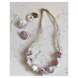 Vintage Porcelain Rose Jewelry Lot