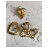 Lot of Vintage Heart Pendants (Some Signed)