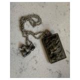 Vintage Pewter Unicorn Designer Brooch Earrings