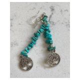 Silver Earrings w/Turquoise & Willow Trees