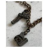 Unusual Pewter Bracelet w/Figures Playing Musical