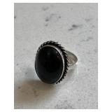 Sterling Ring - Southwestern Black Onyx Gemstone