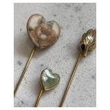 Vintage Hatpins Including 1 w/Emerald Gemstone
