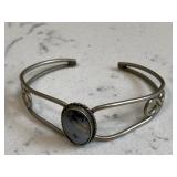 Vintage White Turquoise Silver Cuff Bracelet