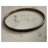 Vintage Silver Turquoise Chip Cuff Bangle