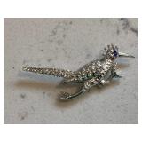 Vintage Roadrunner Bird Rhinestone Brooch