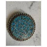 Alpaca Mexican Sterling Turquoise Pendant