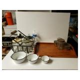 Canisters,  Vintage Jars, Serving Tray And Small