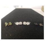 (3) Pair Ladies Stud Earrings - Palm Trees, Koi