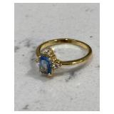 Vintage Ornate Blue Sapphire Gold Ring (No