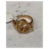 Vintage Rhinestone Gold Ring 18KT hge