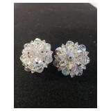 Ladies Vintage Faceted Bead Earrings - Marked