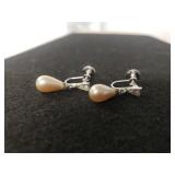 Ladies Vintage Drop Pearl-like Earrings - Marked